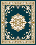Elegant Teal And Gold Floral Medallion Rug