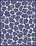 Navy Leaf Pattern With Cream Background Rug