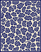 Navy Leaf Pattern With Cream Background Rug