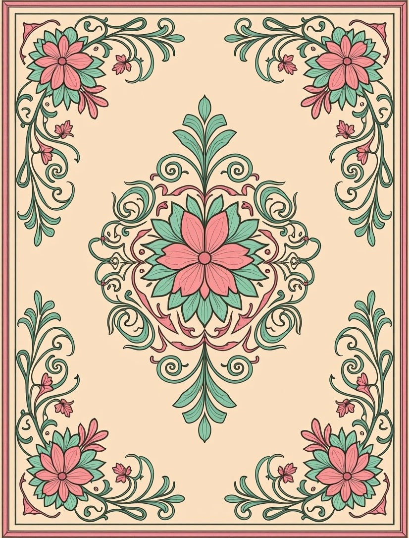 Elegant Floral Swirl Pattern Rug