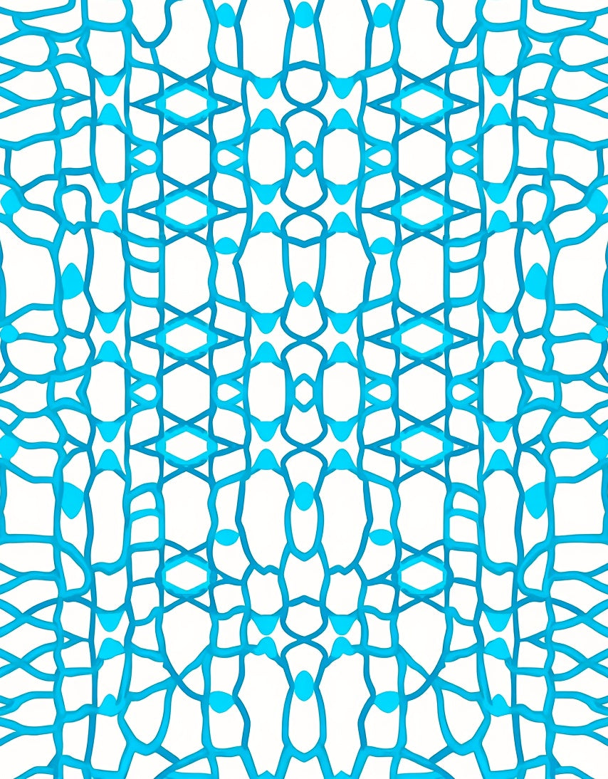 Bright Blue Abstract Grid Rug