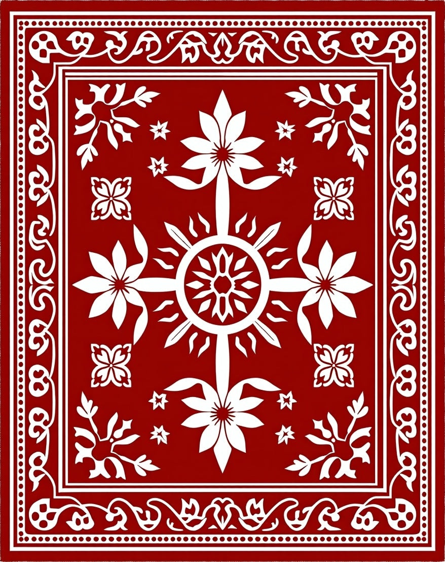 Ornate Floral Sun Pattern Rug