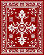 Ornate Floral Sun Pattern Rug