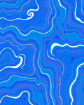 Abstract Blue Swirl Flow Design Rug