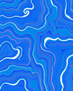 Abstract Blue Swirl Flow Design Rug