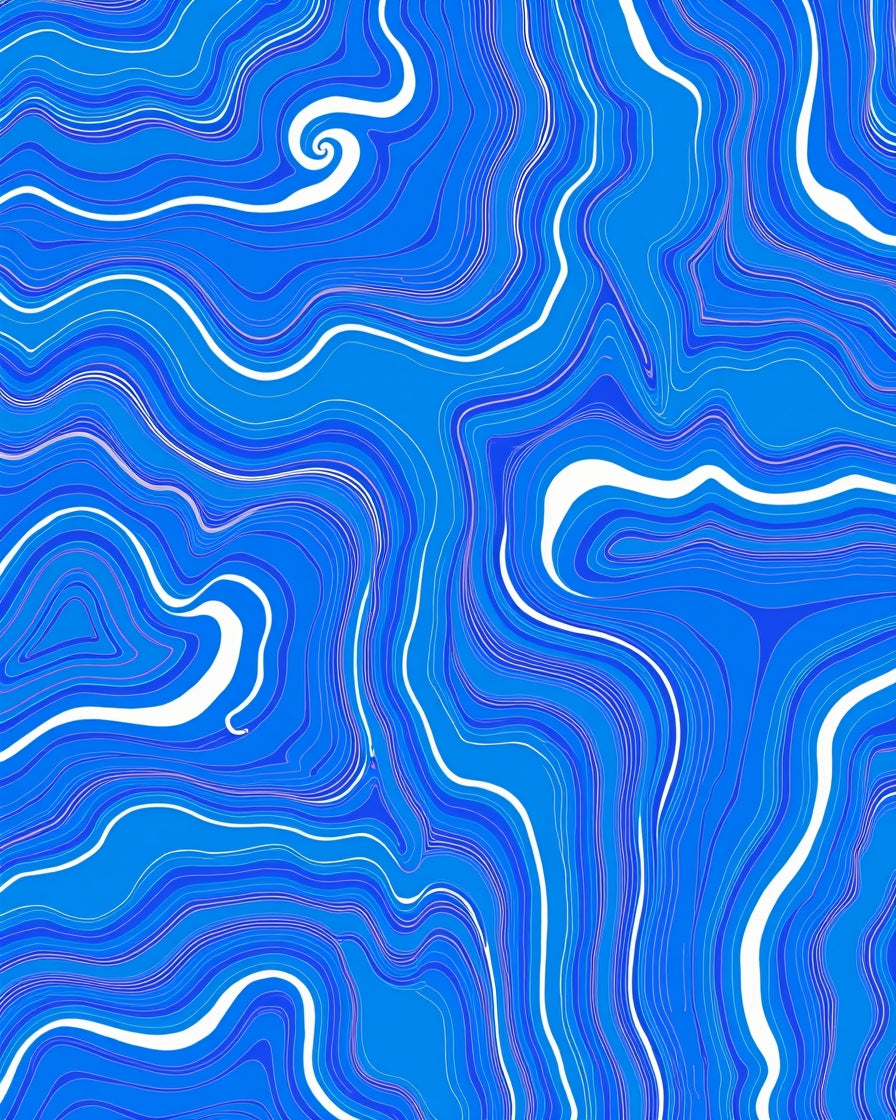 Abstract Blue Swirl Flow Design Rug