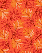 Warm Tropical Leaf Pattern Rug
