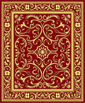 Ornate Red Gold Floral Scroll Rug