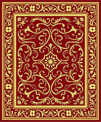 Ornate Red Gold Floral Scroll Rug