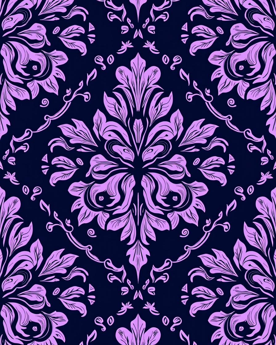 Ornate Floral Damask Pattern Rug