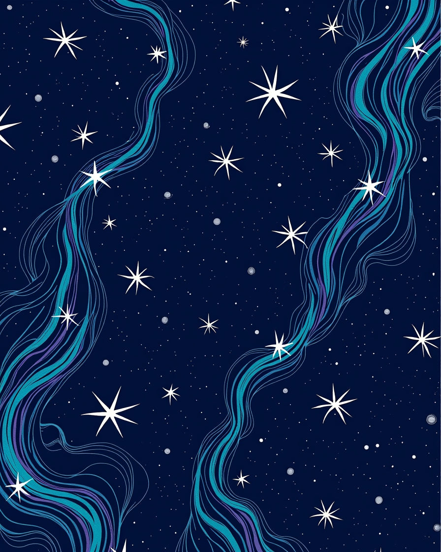 Celestial Wavy Starry Pattern Rug