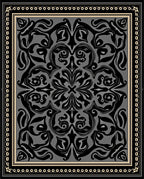 Vintage Inspired Black Swirl Motif Rug