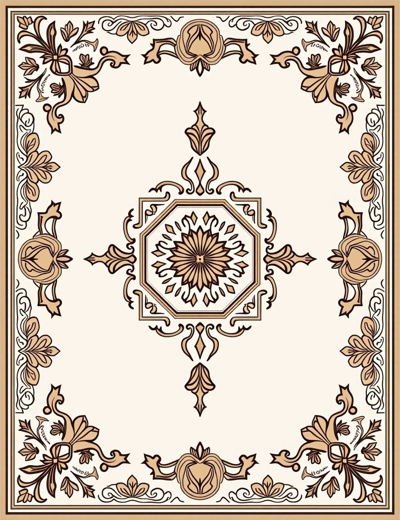 Classic Floral Octagon Frame Rug