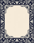 Dark Blue Floral Classic Border Rug