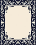 Dark Blue Floral Classic Border Rug