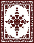 Crimson Floral Medallion Border Pattern Rug