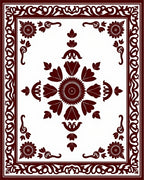 Crimson Floral Medallion Border Pattern Rug
