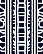 Bold White Stripe and Curve Pattern Rug