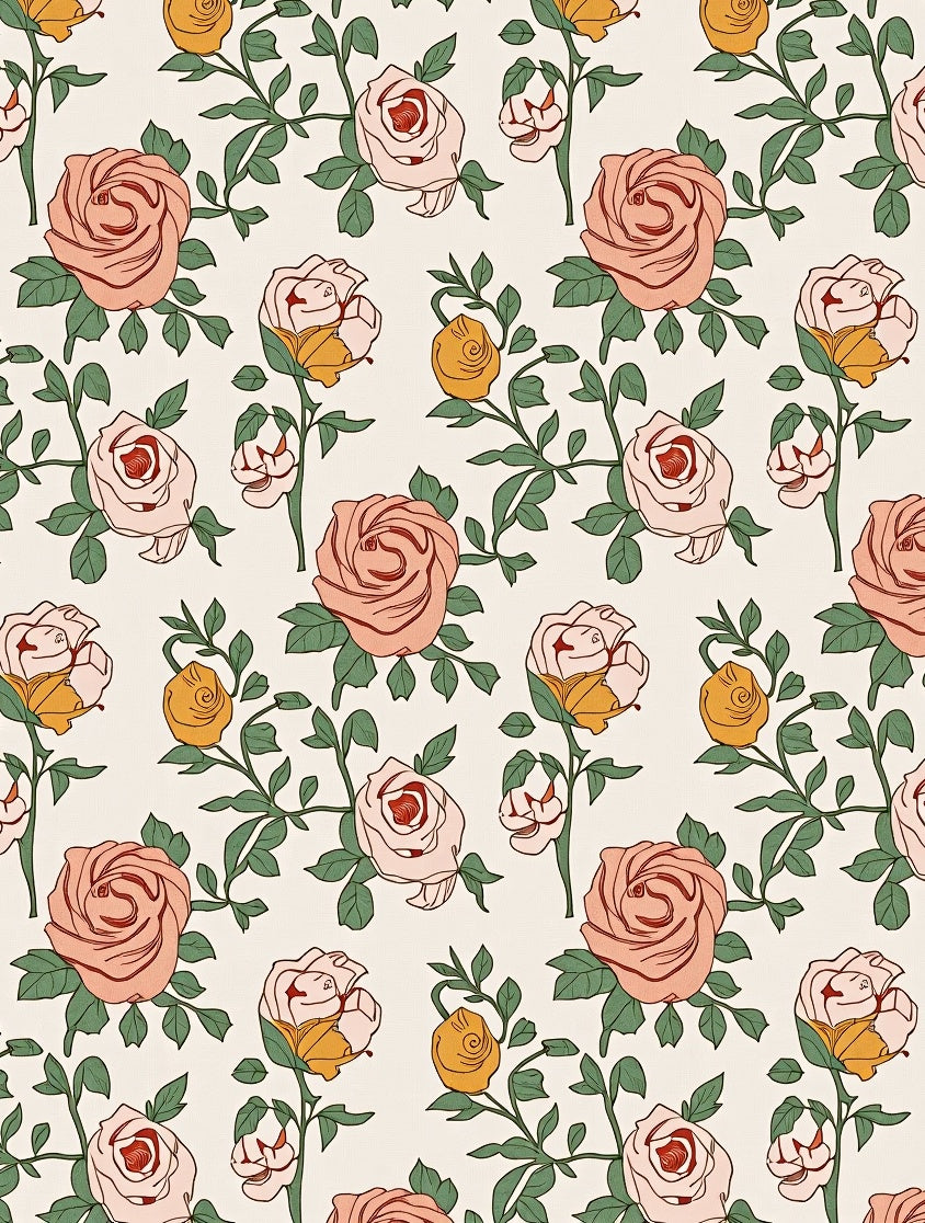 Vintage Rose Vine Pattern Design Rug