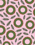 Pink Green Wreath Leaf Repeating Pattern Rug
