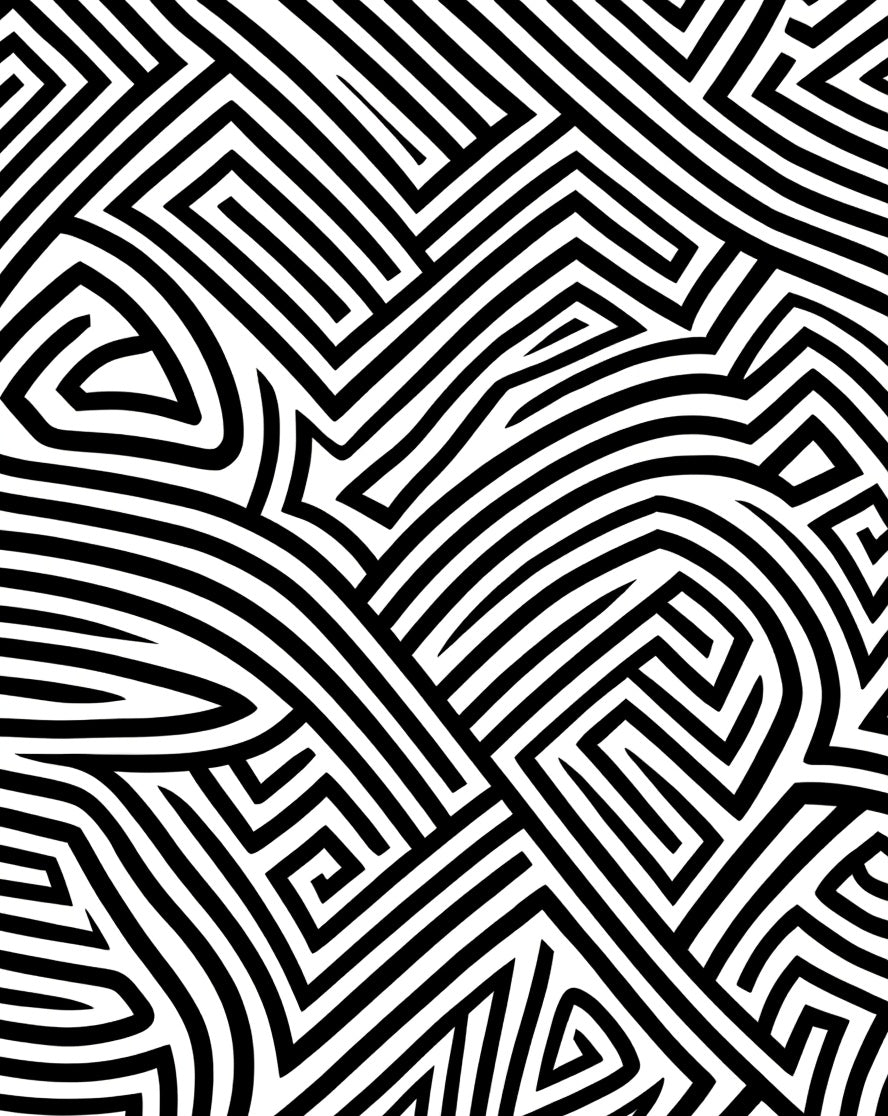 Monochromatic Angular Maze Pattern Rug