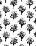 Black Palm Frond Patterned Design Rug