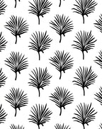 Black Palm Frond Patterned Design Rug