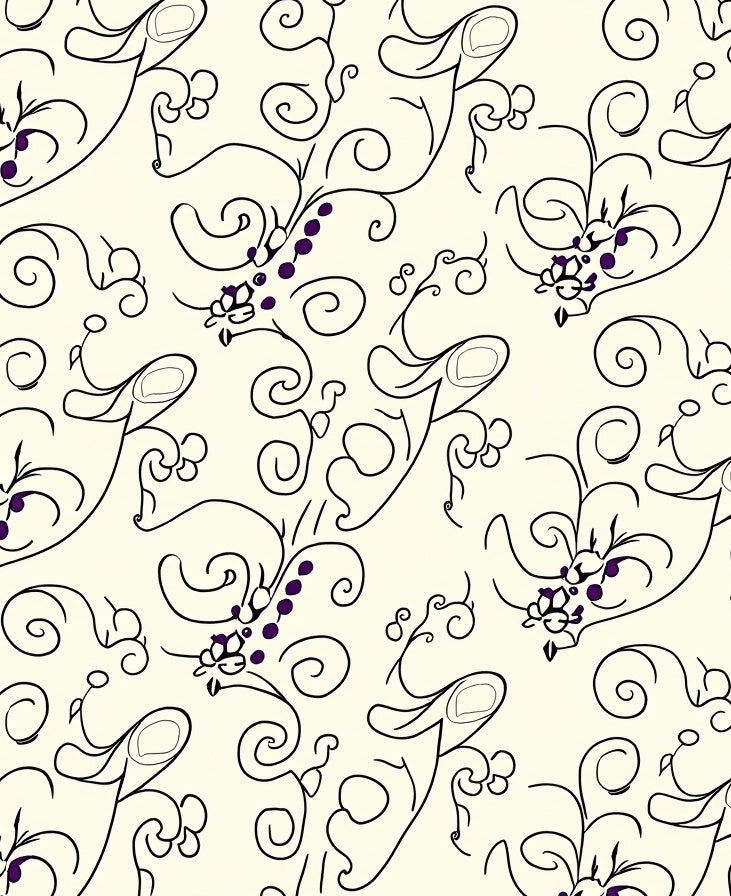 Elegant Black Vine Foliage Pattern Rug