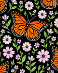 Monarch Butterfly Floral Pattern Rug