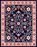 Classic Red White Floral Vine Design Rug