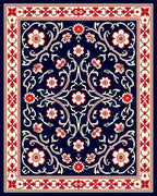 Classic Red White Floral Vine Design Rug