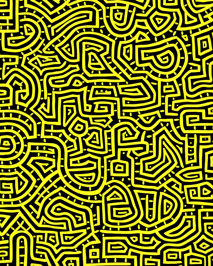 Bold Yellow Maze Pattern Rug