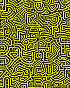 Bold Yellow Maze Pattern Rug