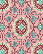Ornate Floral Teal Medallion Style Rug