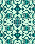 Teal Ornamental Floral Pattern Rug