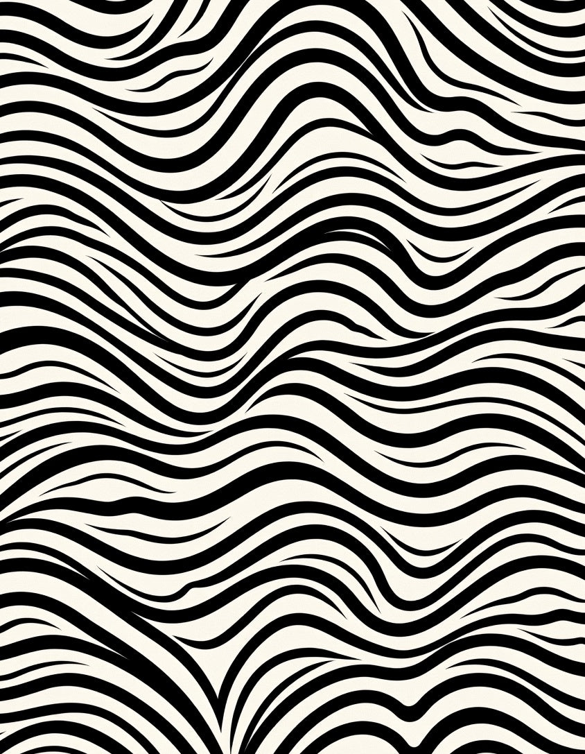 Cream Black Wavy Stripe Texture Rug