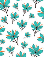 Teal Orange Leaf Pattern Design Rug
