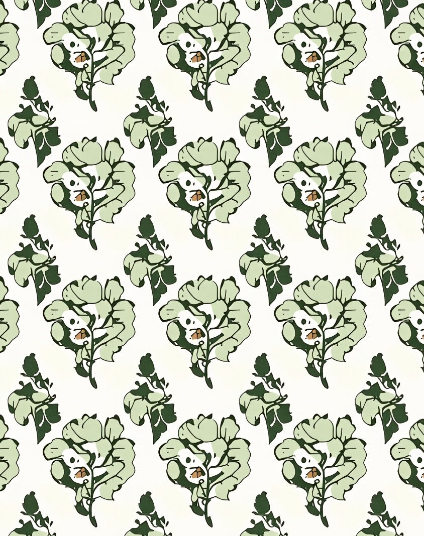 Soft Green Floral Graphic Pattern Rug