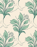 Elegant Botanical Swirl Leaf Pattern Rug