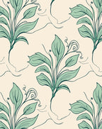 Elegant Botanical Swirl Leaf Pattern Rug