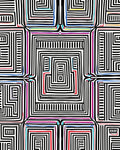 Abstract Geometric Maze With Color Accent Rug