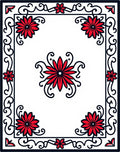Red Floral Swirl Border Design Rug