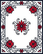 Red Floral Swirl Border Design Rug