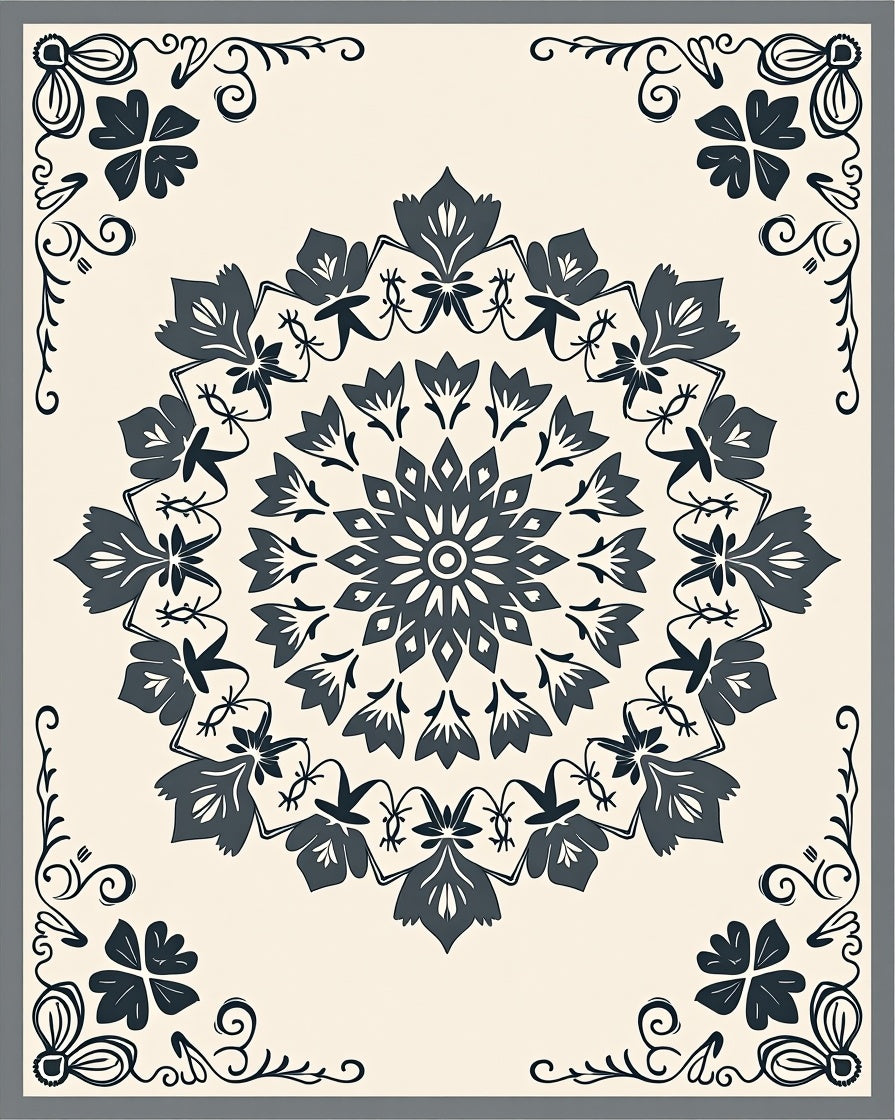 Vintage Floral Mandala Pattern Rug