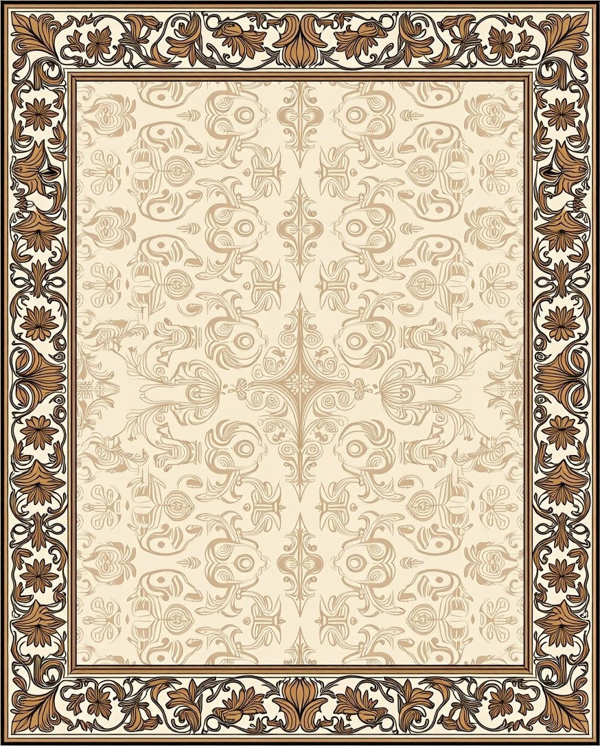 Vintage Floral Scrollwork Pattern Rug