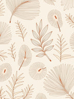Botanical Line Art Tropical Leaf Pattern Rug