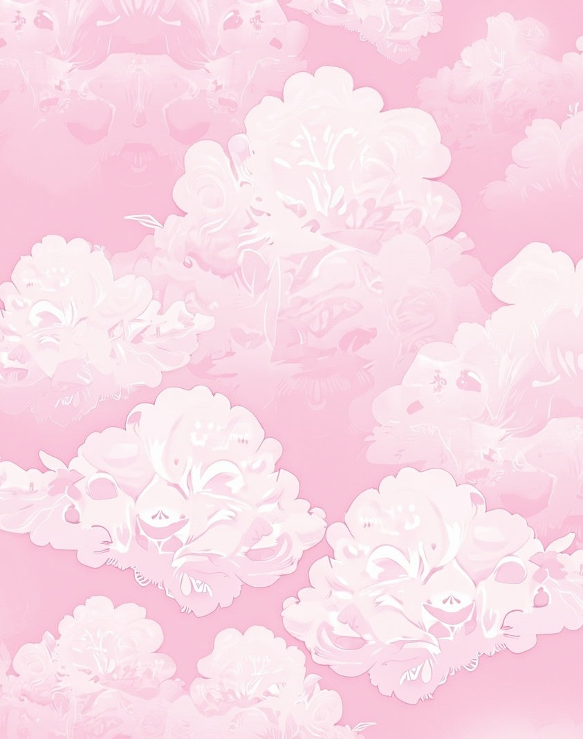 Soft Pink Floral Cloud Pattern Rug
