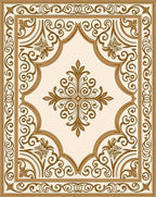 Elegant Golden Scrollwork Medallion Design Rug