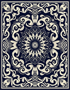 Bold Floral and Swirls Pattern Rug