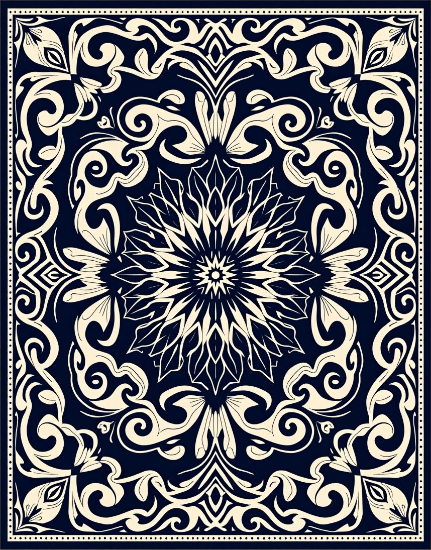 Bold Floral and Swirls Pattern Rug